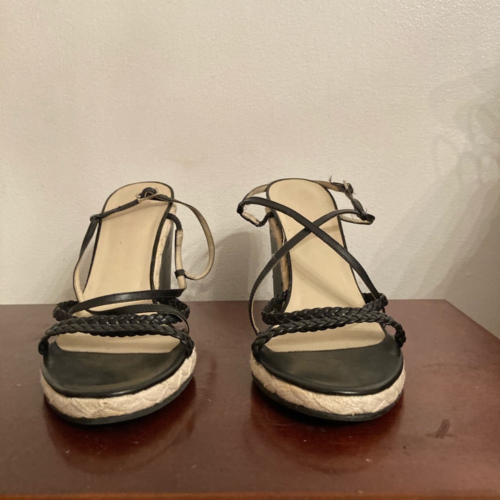Black wedge heel sandals